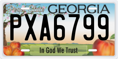 GA license plate PXA6799