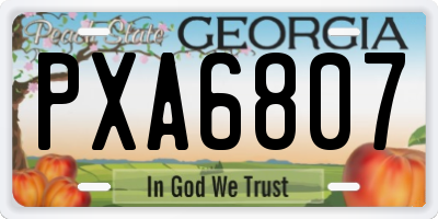 GA license plate PXA6807