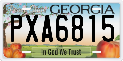 GA license plate PXA6815