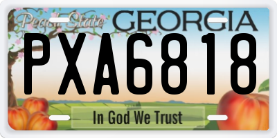 GA license plate PXA6818