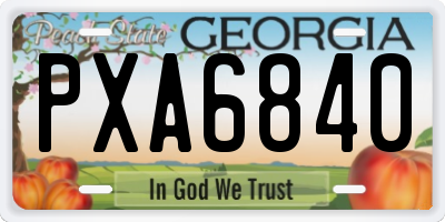 GA license plate PXA6840