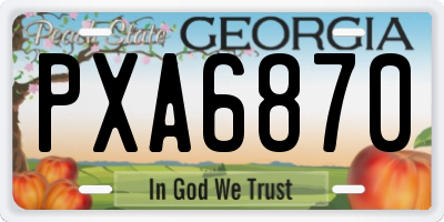 GA license plate PXA6870