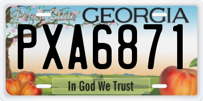 GA license plate PXA6871
