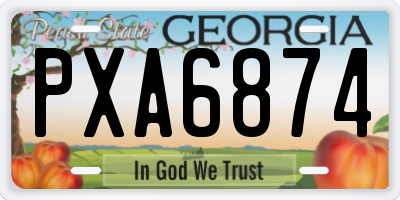 GA license plate PXA6874