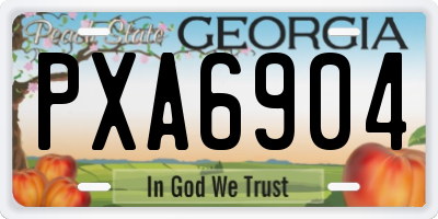 GA license plate PXA6904