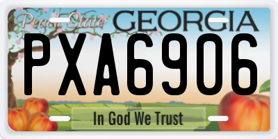 GA license plate PXA6906