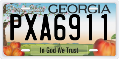 GA license plate PXA6911