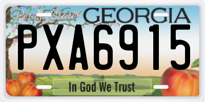 GA license plate PXA6915