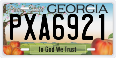 GA license plate PXA6921