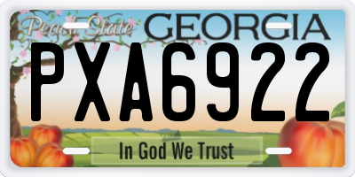 GA license plate PXA6922
