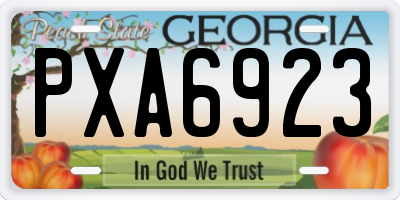 GA license plate PXA6923