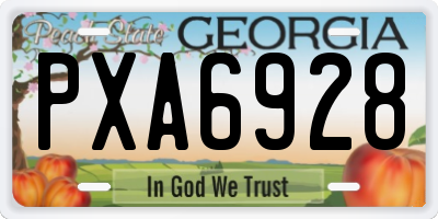 GA license plate PXA6928