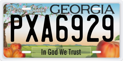 GA license plate PXA6929