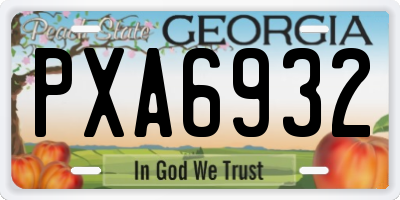 GA license plate PXA6932