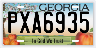 GA license plate PXA6935