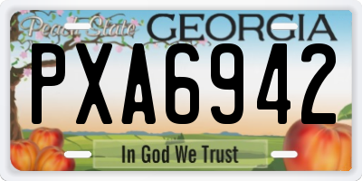 GA license plate PXA6942