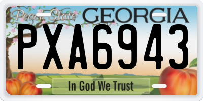 GA license plate PXA6943