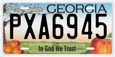 GA license plate PXA6945
