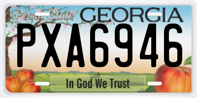 GA license plate PXA6946