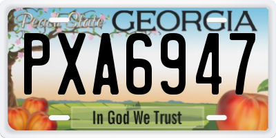 GA license plate PXA6947
