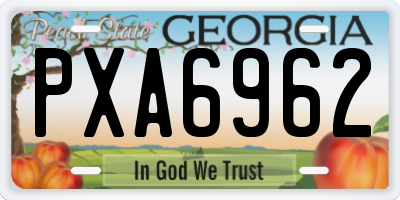 GA license plate PXA6962
