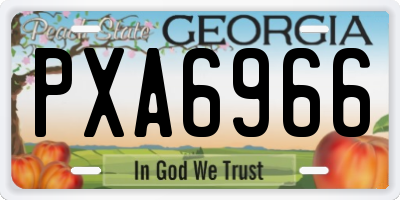 GA license plate PXA6966