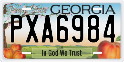 GA license plate PXA6984