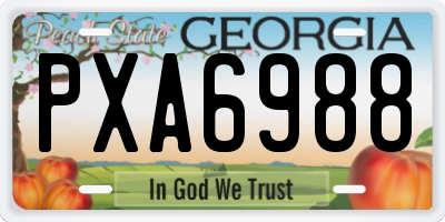 GA license plate PXA6988