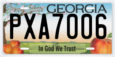 GA license plate PXA7006