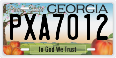 GA license plate PXA7012