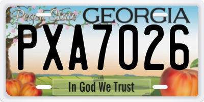 GA license plate PXA7026