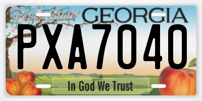 GA license plate PXA7040