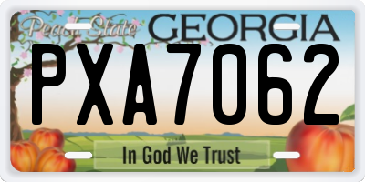 GA license plate PXA7062