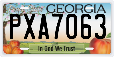 GA license plate PXA7063