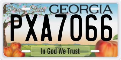 GA license plate PXA7066