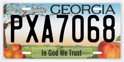 GA license plate PXA7068