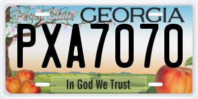 GA license plate PXA7070