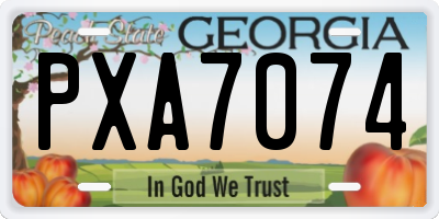 GA license plate PXA7074