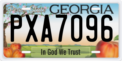 GA license plate PXA7096