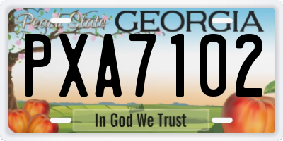 GA license plate PXA7102