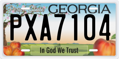 GA license plate PXA7104