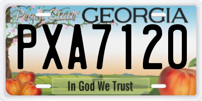 GA license plate PXA7120