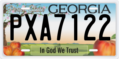 GA license plate PXA7122