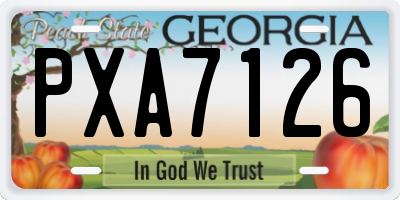 GA license plate PXA7126
