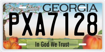 GA license plate PXA7128