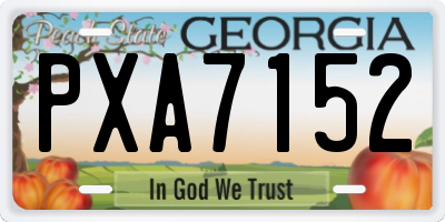 GA license plate PXA7152