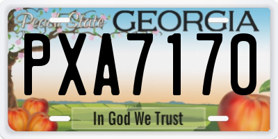GA license plate PXA7170