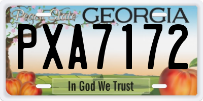 GA license plate PXA7172