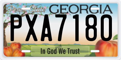 GA license plate PXA7180