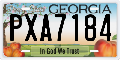 GA license plate PXA7184
